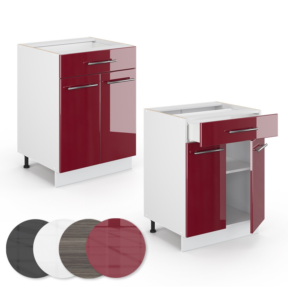 VICCO Schubunterschrank 60 cm Bordeaux Hochglanz Küchenschrank Hängeschrank Küchenzeile Fame-Line