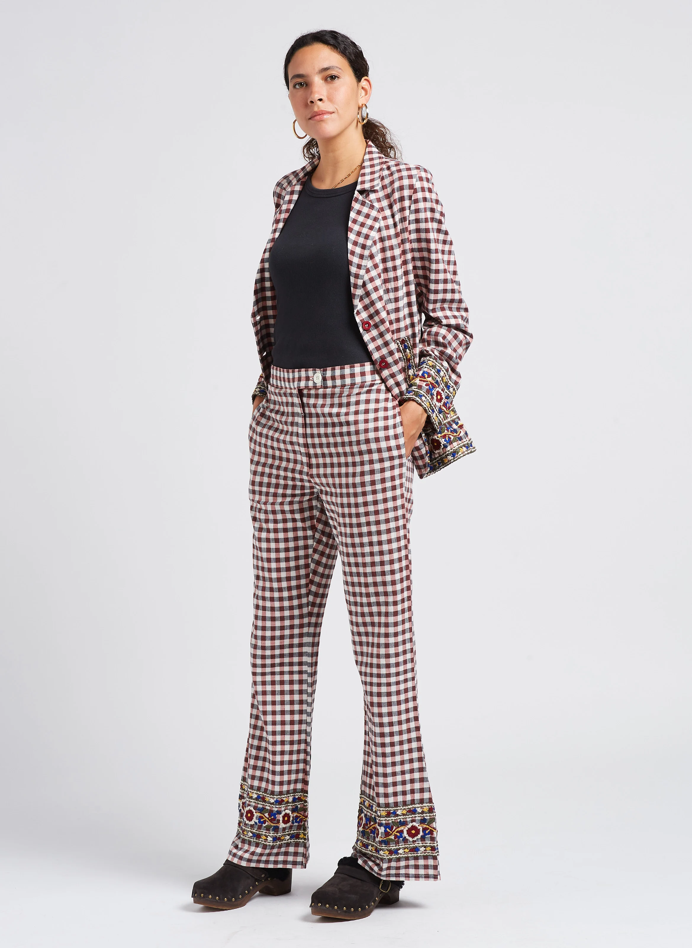BERNADETTE - Pantalon imprimé en coton| Marron