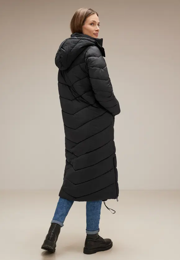 Langer Stepp Wintermantel - Black