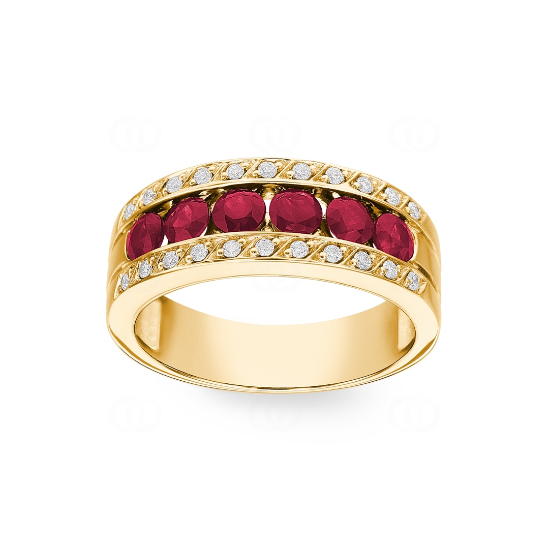 Rubinring 750/18 K Gelbgold mit Diamanten 0.14 ct H/si