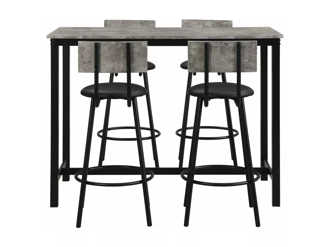 Ensemble de table à manger gris et noir avec 1 table et 4 chaises,d120cm×h90cm