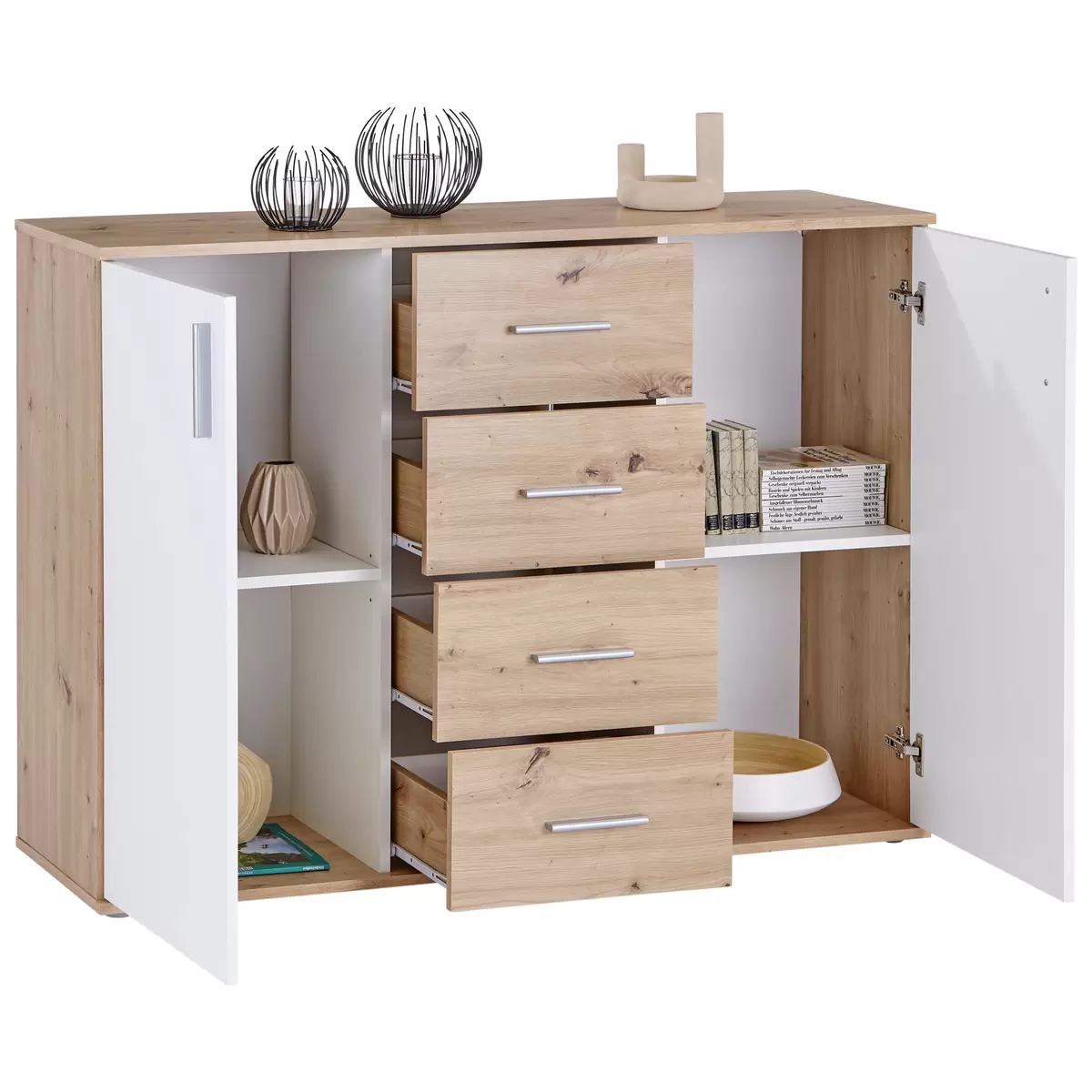 Kommode Ina 03 weiss,Eiche