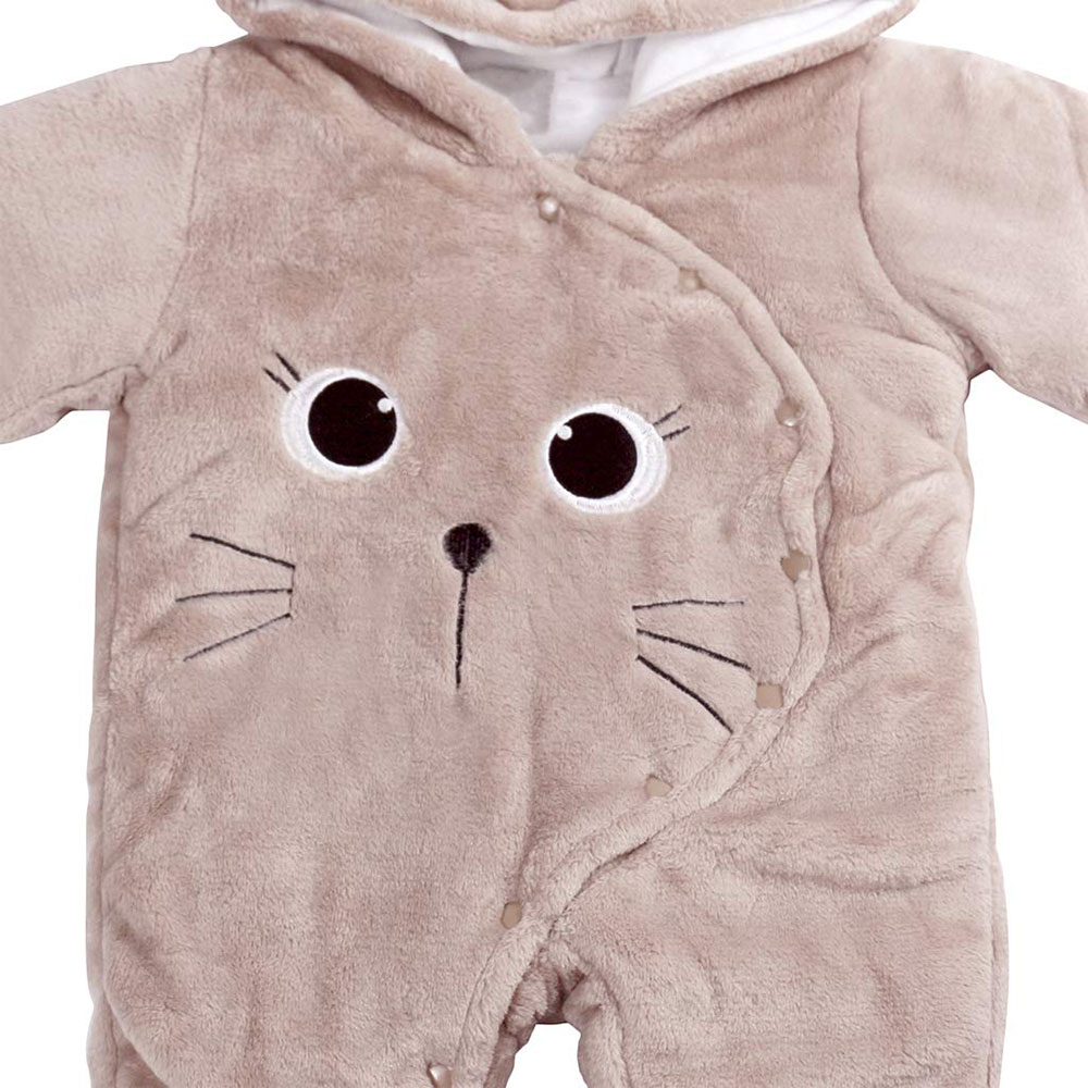 Baby Winter Outdoor Strampler Kuschel Overall Flanell Strampelanzug mit Druckknöpfe (7-9 Monate) - Beige