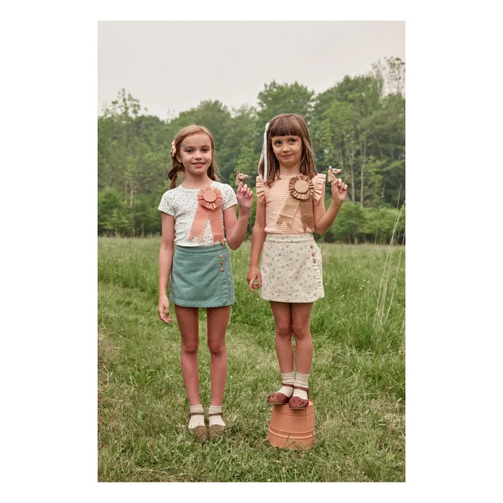 Soor Ploom T-Shirt Manches Volantées Rayé Frill  | Orange