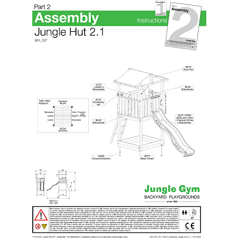 Jungle GymHut legetårn komplet inkl. gyngemodul og rutsjebane