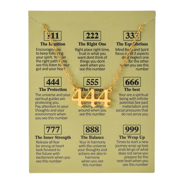 Gold plated necklace angel number 444 meaning gift spiritual