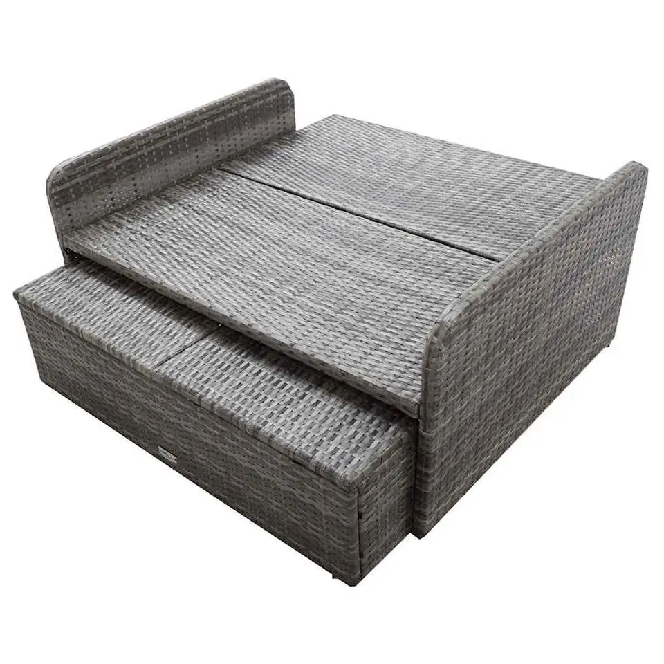 VIDAXL 2-delige Loungeset met kussens poly rattan grijs