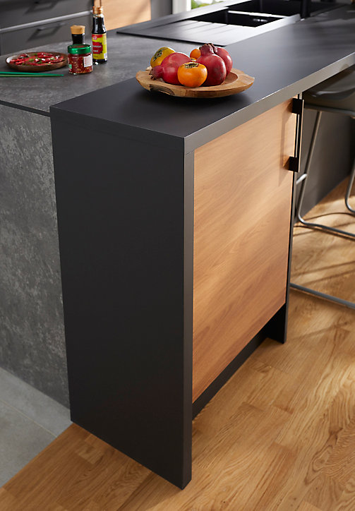 Plan de travail en stratifié noir mat GoodHome Berberis L. 300 x P. 62 x ép. 3,8 cm