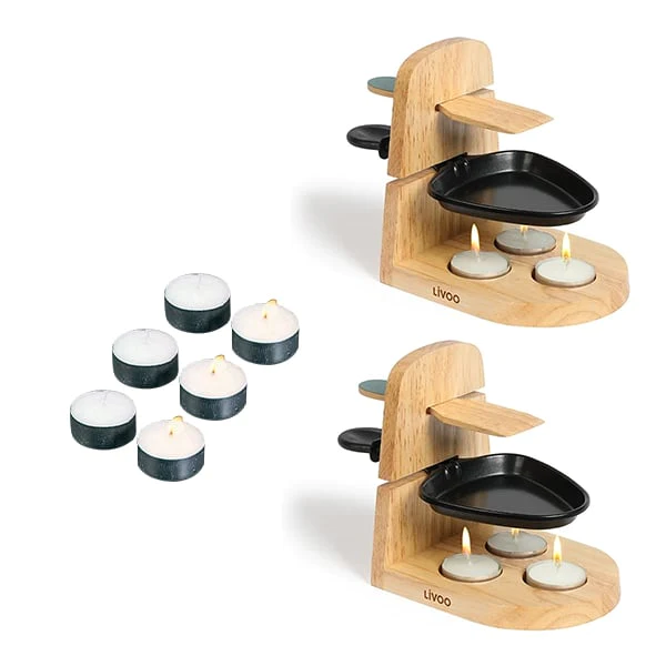 Kit 2 raclettes à la bougie et 6 bougies chauffe-plat de rechange Livo