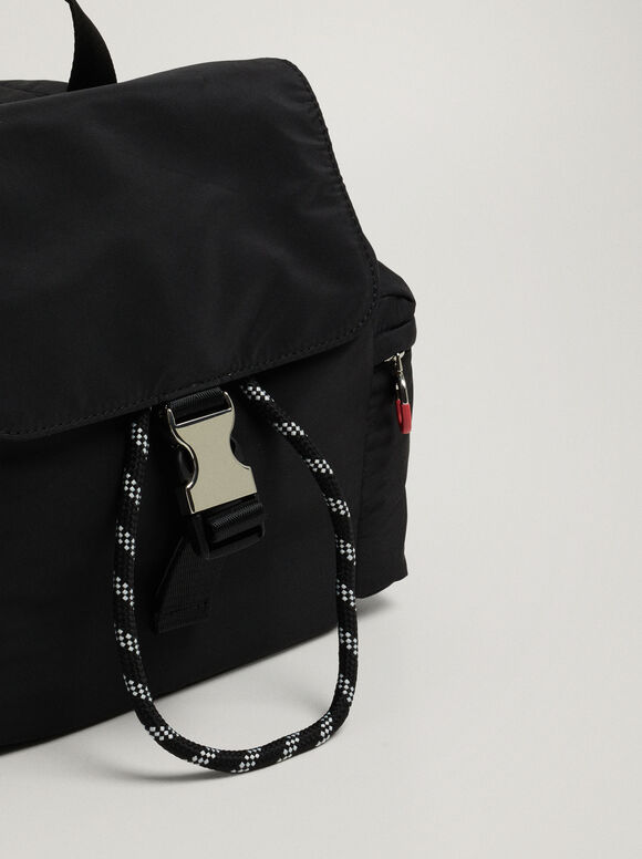 Mochila de nylon com fivela - Preta