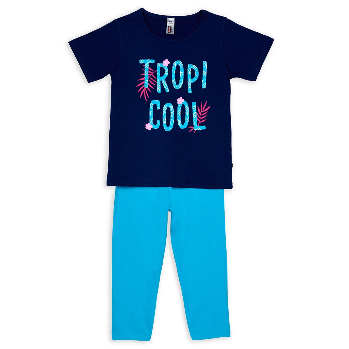 Pyjama court fille TOUCAN marine/turquoise