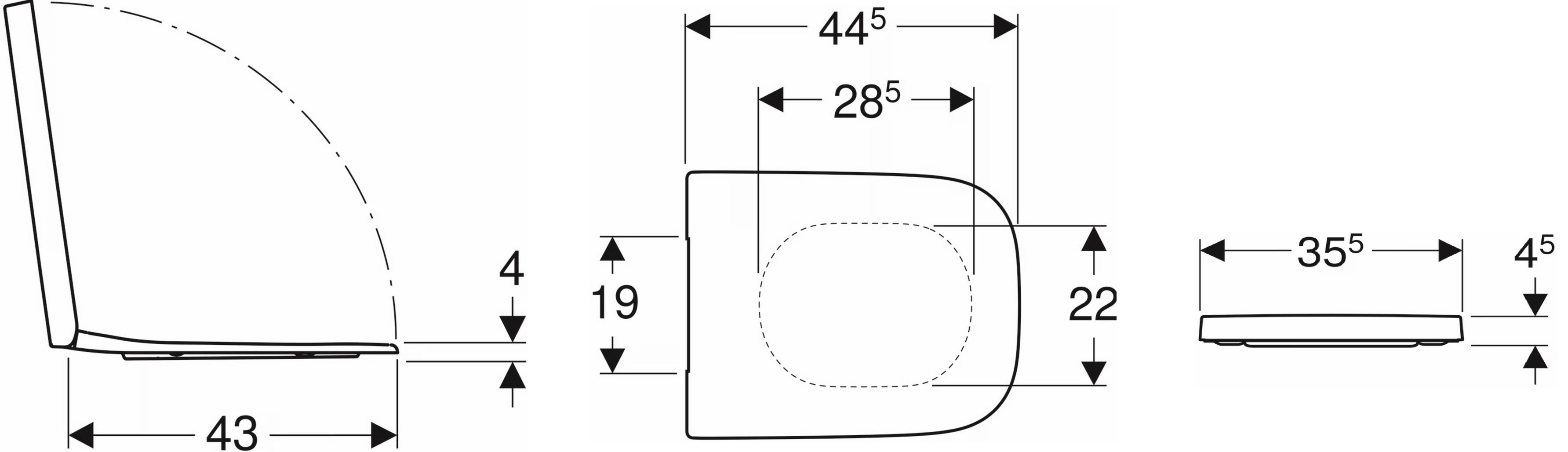 Geberit Renova Plan softclose toiletzitting TopFix wit mat voor toilet met verdekte ophanging