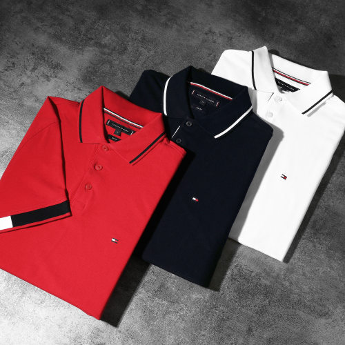 Polo Manches Courtes RWB Placket Cuff Bleu Marine