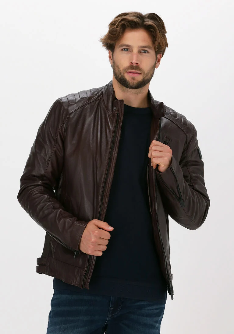 VANGUARD bruine vanguard leren jas short jacket sheep veg oily