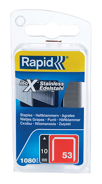 Agrafes Inox Rapid N°53, 10mm, lot de 1080