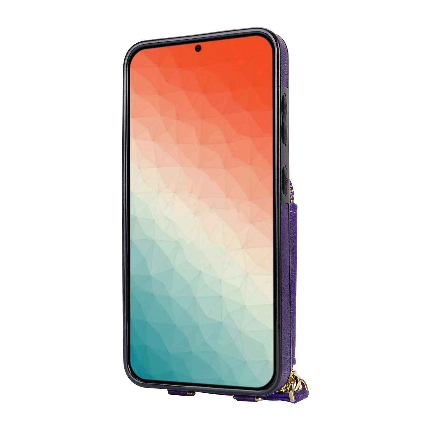Samsung Galaxy S24  Plus Necklace Leder Schutz Hülle mit Kartenfächer   Handykette (140cm) - Violett
