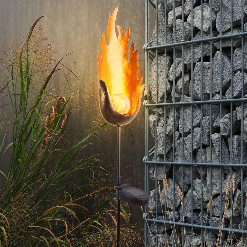 LED Erdspieß Solarleuchte, Flamme, Feuereffekt, Höhe 93,5 cm