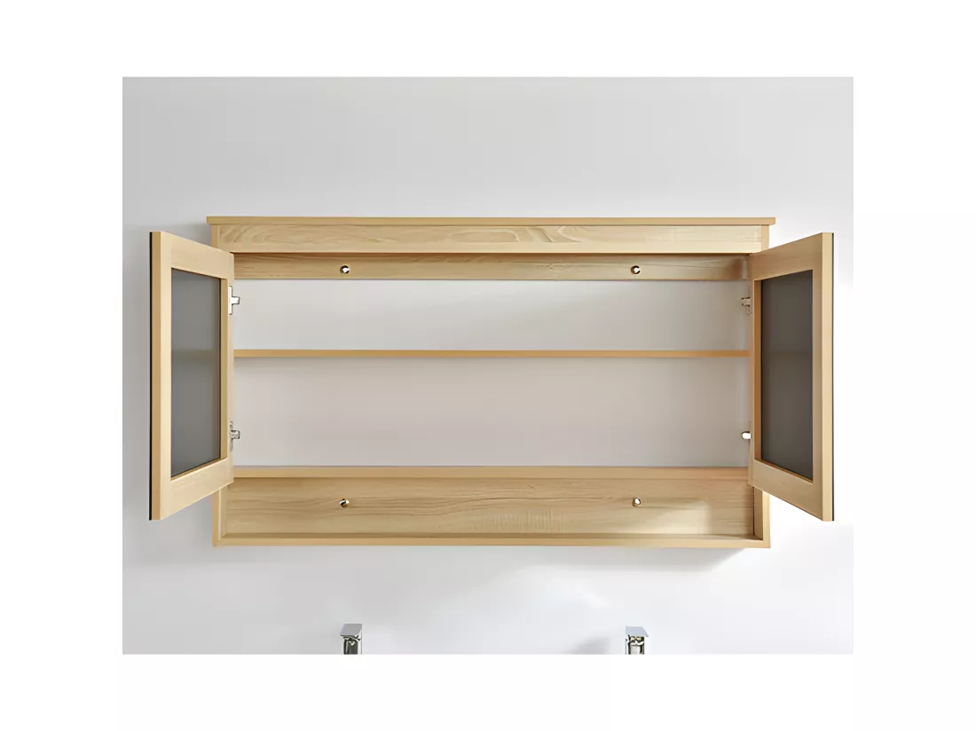 Armoire de toilette bloc-miroir 120 cm TYPO finition mélaminé chêne 114 cm