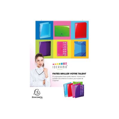 Exacompta Iderama PP - Chemise polypro à rabats - A4 - pour 250 feuilles - bleu clair