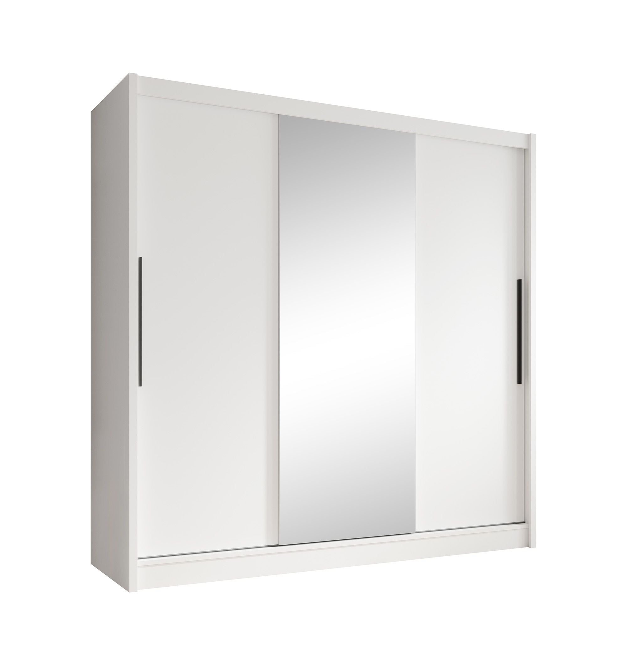 Meubella - Kledingkast Alcamo - Wit - 205 cm - Met spiegel