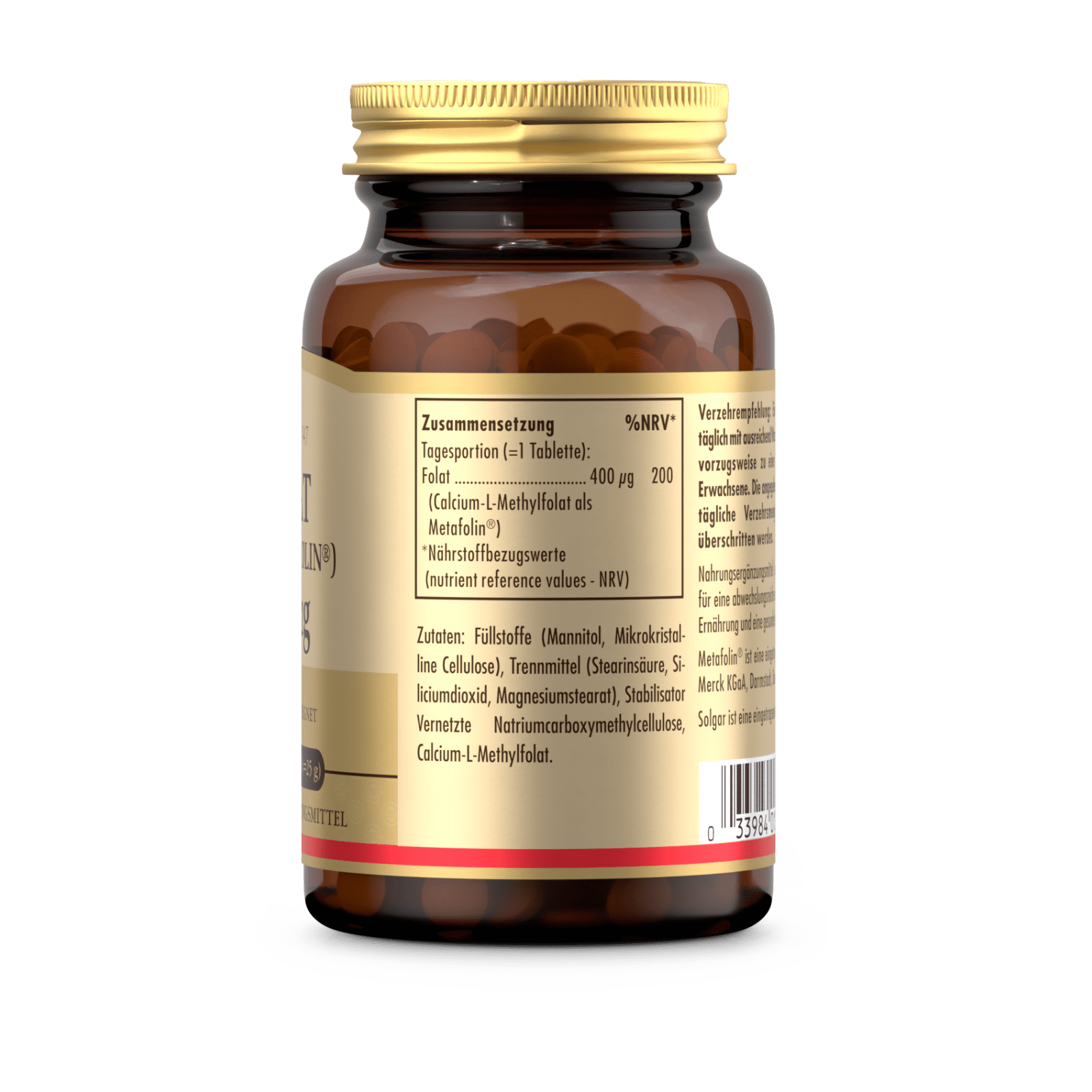 Folat (als Metafolin) 400 µg (100 Tabletten)