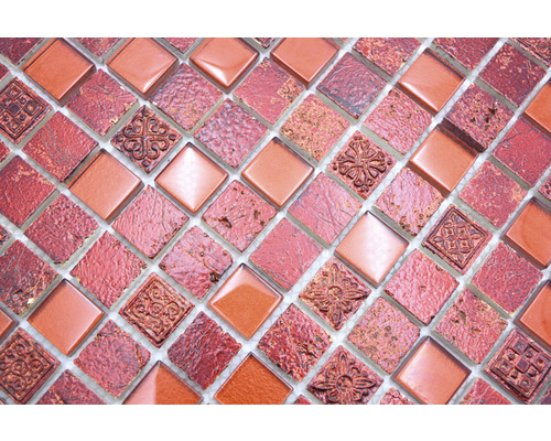 Glasmozaïek met natuursteen XCM CB 92 mix rood 30x32,5 cm