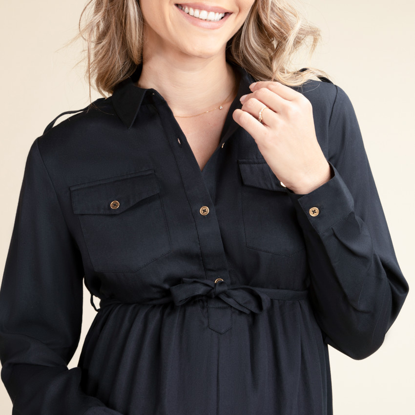 Robe chemise de grossesse et d'allaitement en lyocell