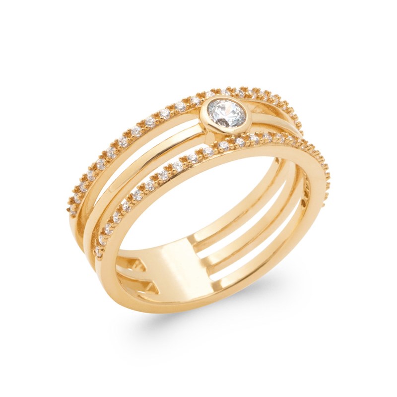Bague Femme - Plaqué Or - Oxyde de zirconium