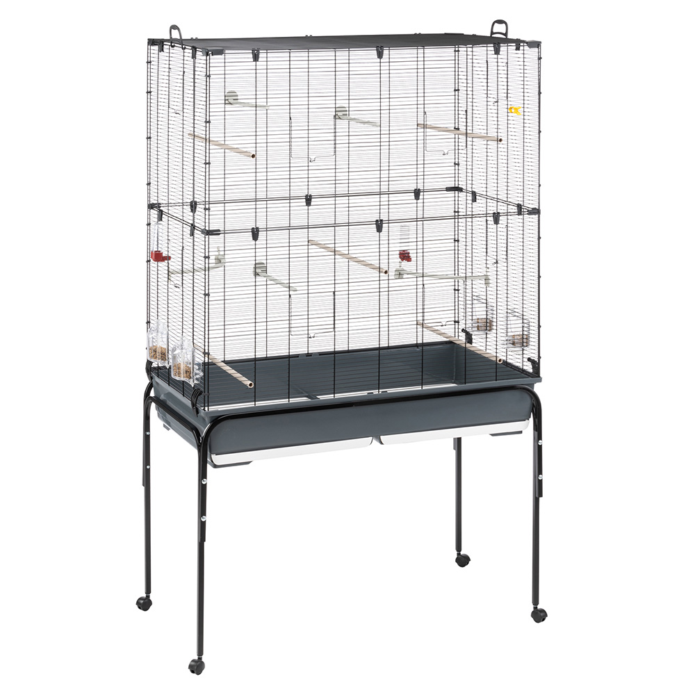 Ferplast cage oiseaux planeta, volière, perruche, canari, petits oiseaux, avec mangeoire et accessoires, support à roulettes