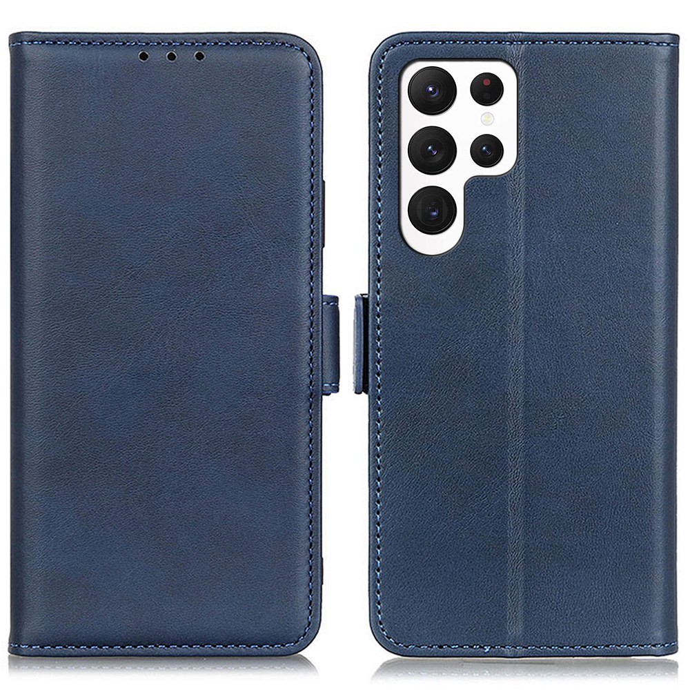 Samsung Galaxy S23 Ultra 5G Vintage Leder Tasche Flip Cover Fashion Design - Dunkelblau