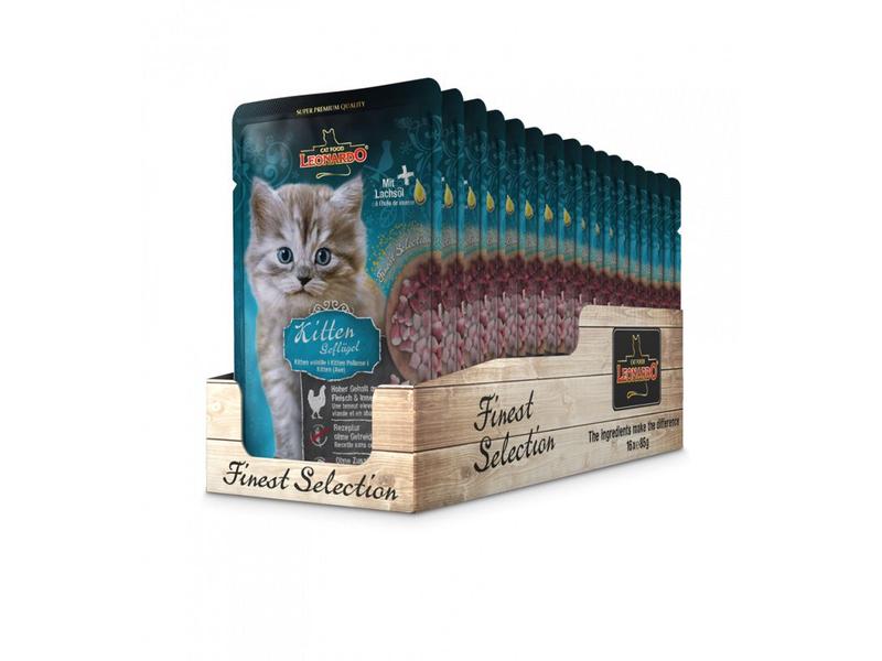 Leonardo Cat Food Nassfutter Kitten Geflügel, 16 x 85 g Alleinfutter für Kitten