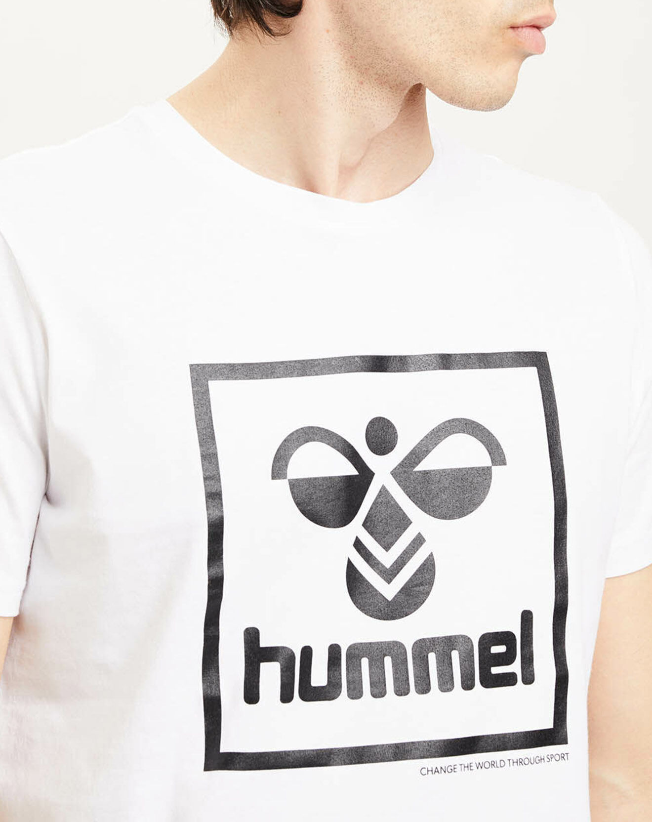 Hummel T-Shirt en Coton organique à gros logo blanc