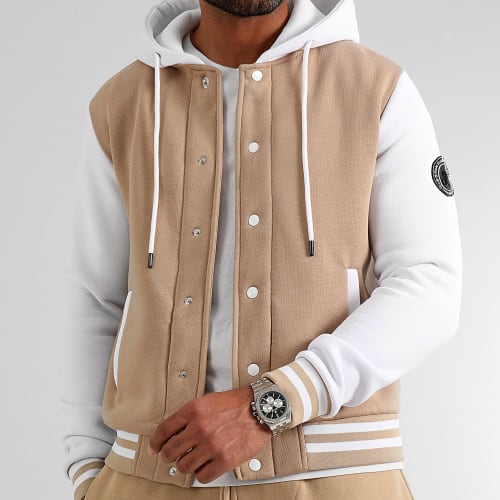 Veste Teddy A Capuche Premium 1149 Beige Blanc