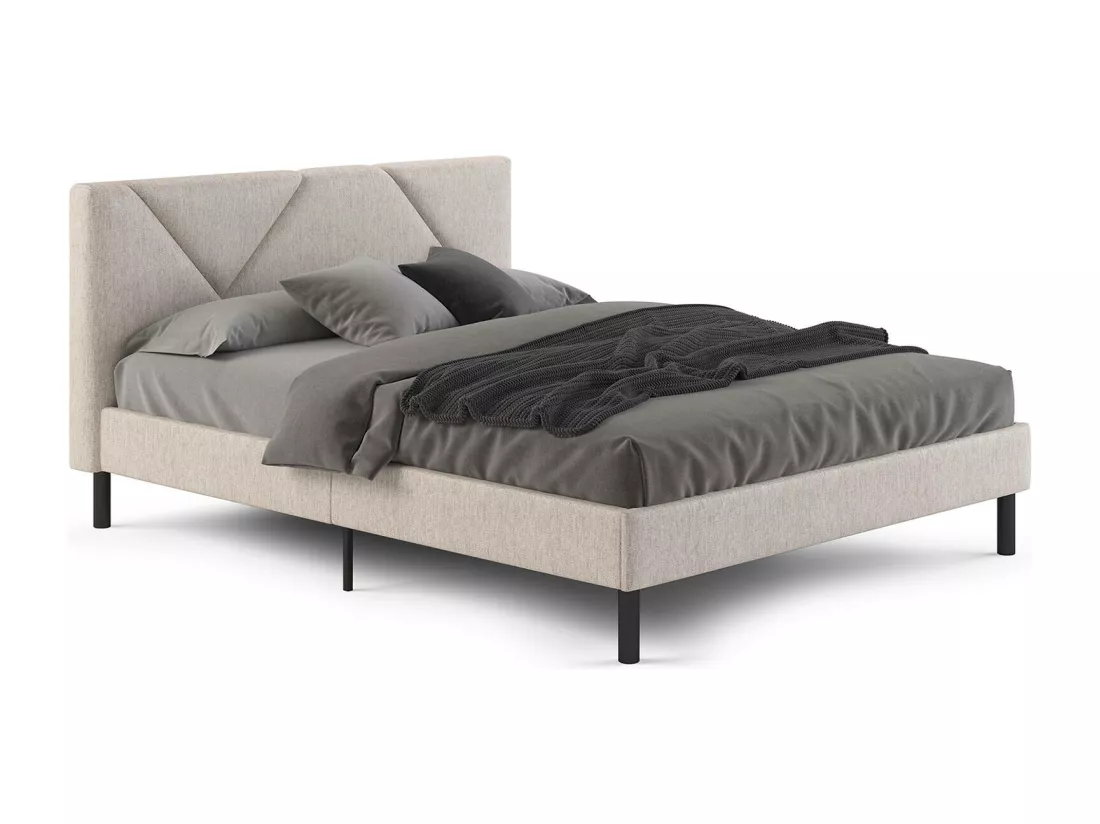Lit double Calitri, Sommier pour chambre, Literie par chambre, Support de matelas, Adapté à un matelas de 140x190 cm, Beige