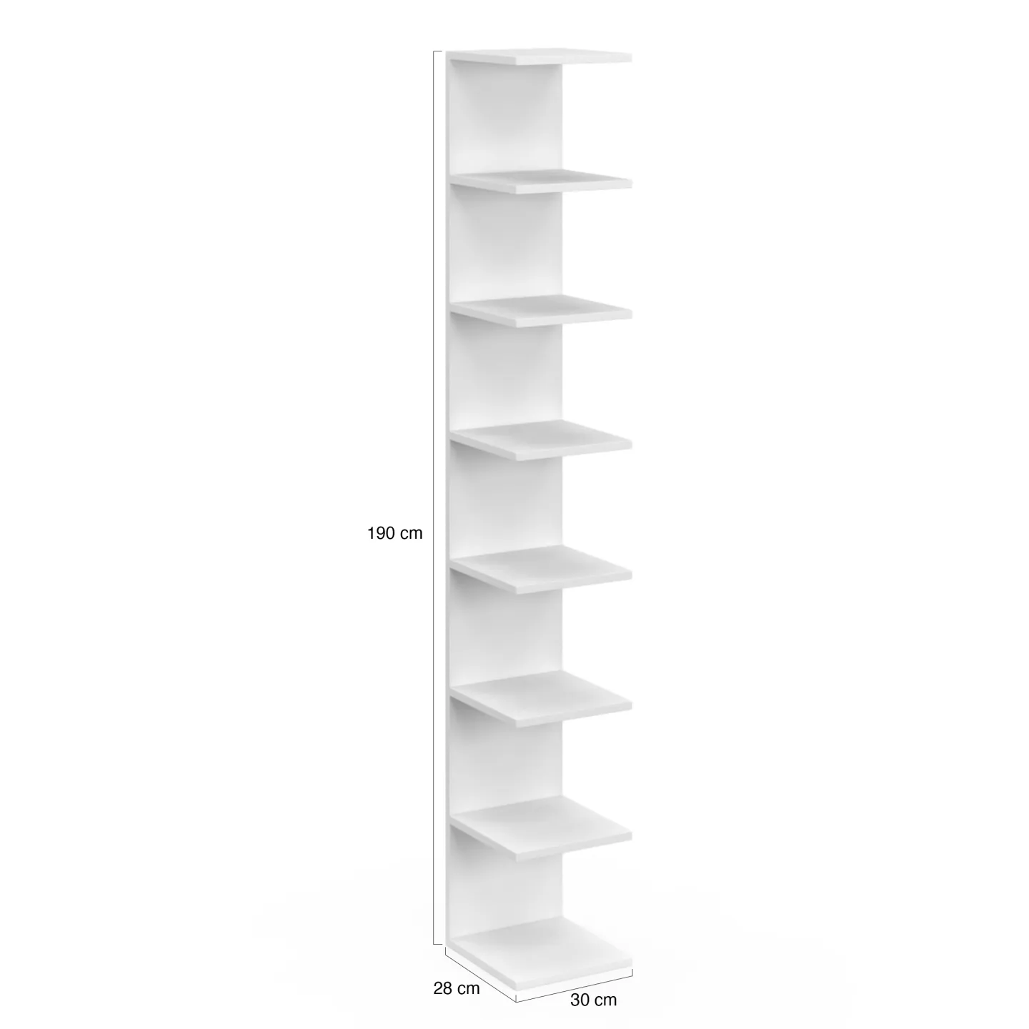 Etagère murale suspendue double position CHIARA 8 étagères blanc 190 cm