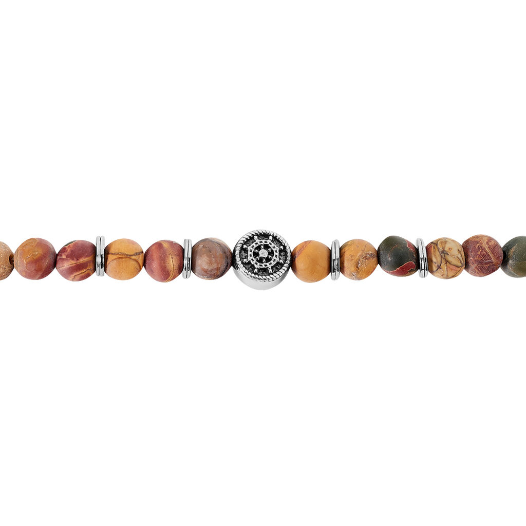Bracelet Acier Huguesi Boules Oeil De Tigre