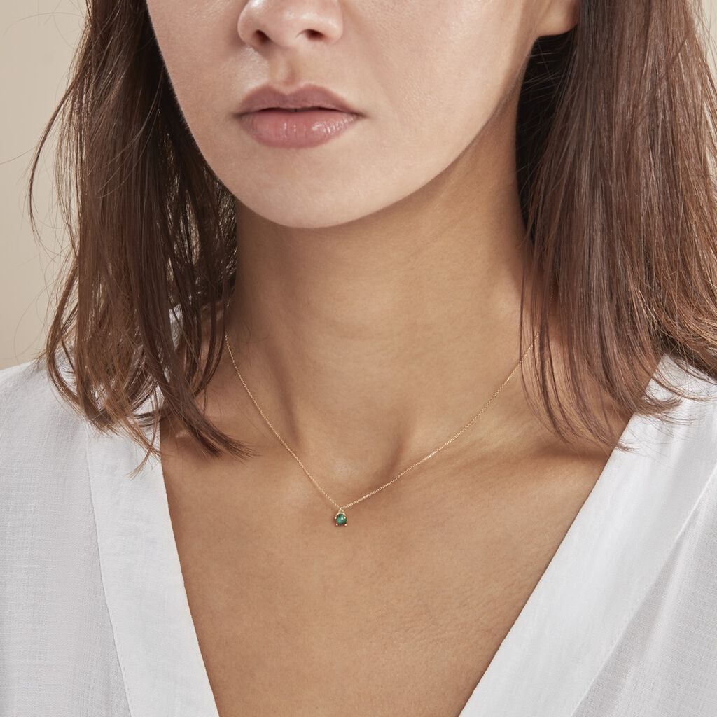 Collier Campsis Or Jaune Malachite