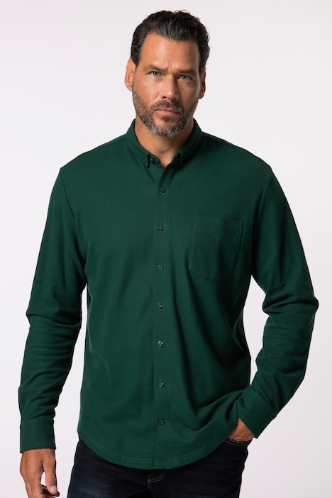 JP 1880 Piquéhemd, Langarm, Mini-Buttondown-Kragen, Modern Fit, bis 8 XL