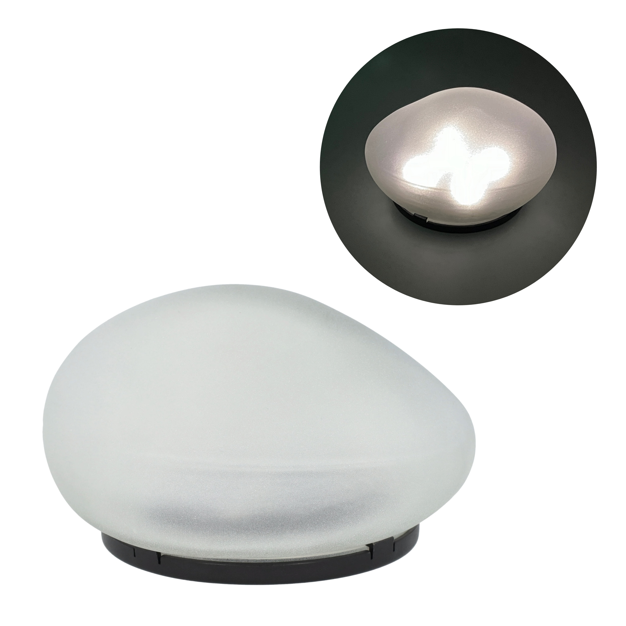 (14x13cm) Solar Glas Lampe Outdoor Gartenleuchte Wegbeleuchtung im Stein Design (IP55) - Kaltweiss