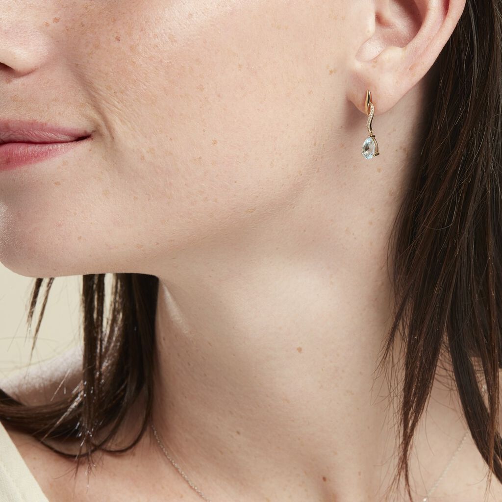 Boucles D'oreilles Pendantes Or Jaune Assaf Topaze