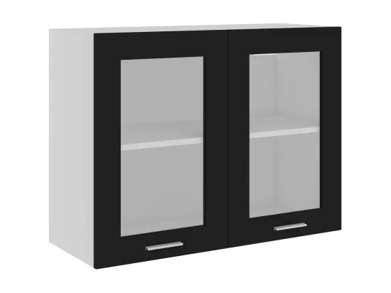 Armoire de cuisine en verre suspendue Noir 80x31x60