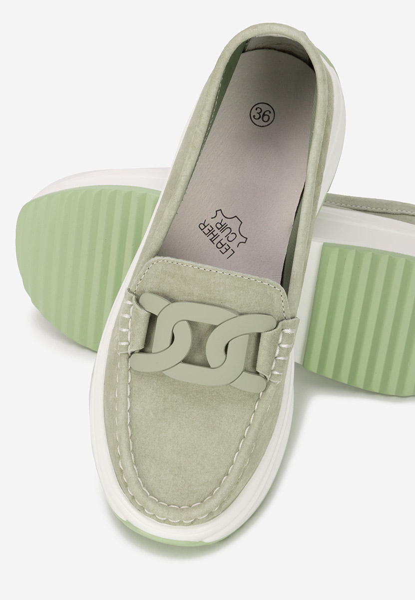 Mocassins semelle epaisse vert Mivea