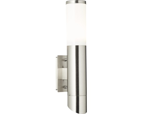 Buitenwandlamp up/down 2-lichts H 33,5 cm roestvrij staal/wit