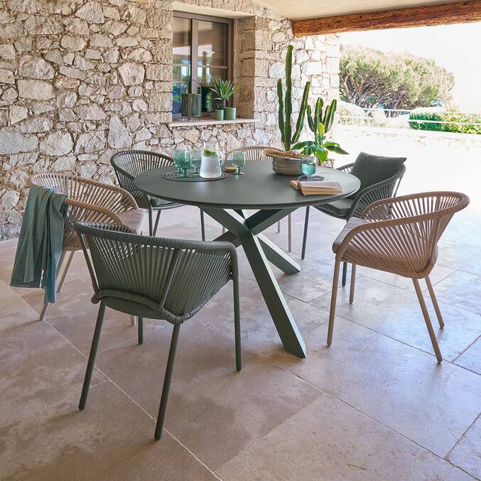 Table de jardin ronde ORYON Vert laurier