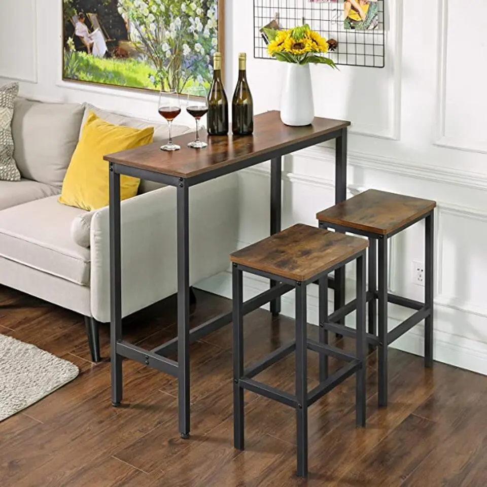 Parya Home - Bartafel - Vintage - Bruin - Hout & Metaal