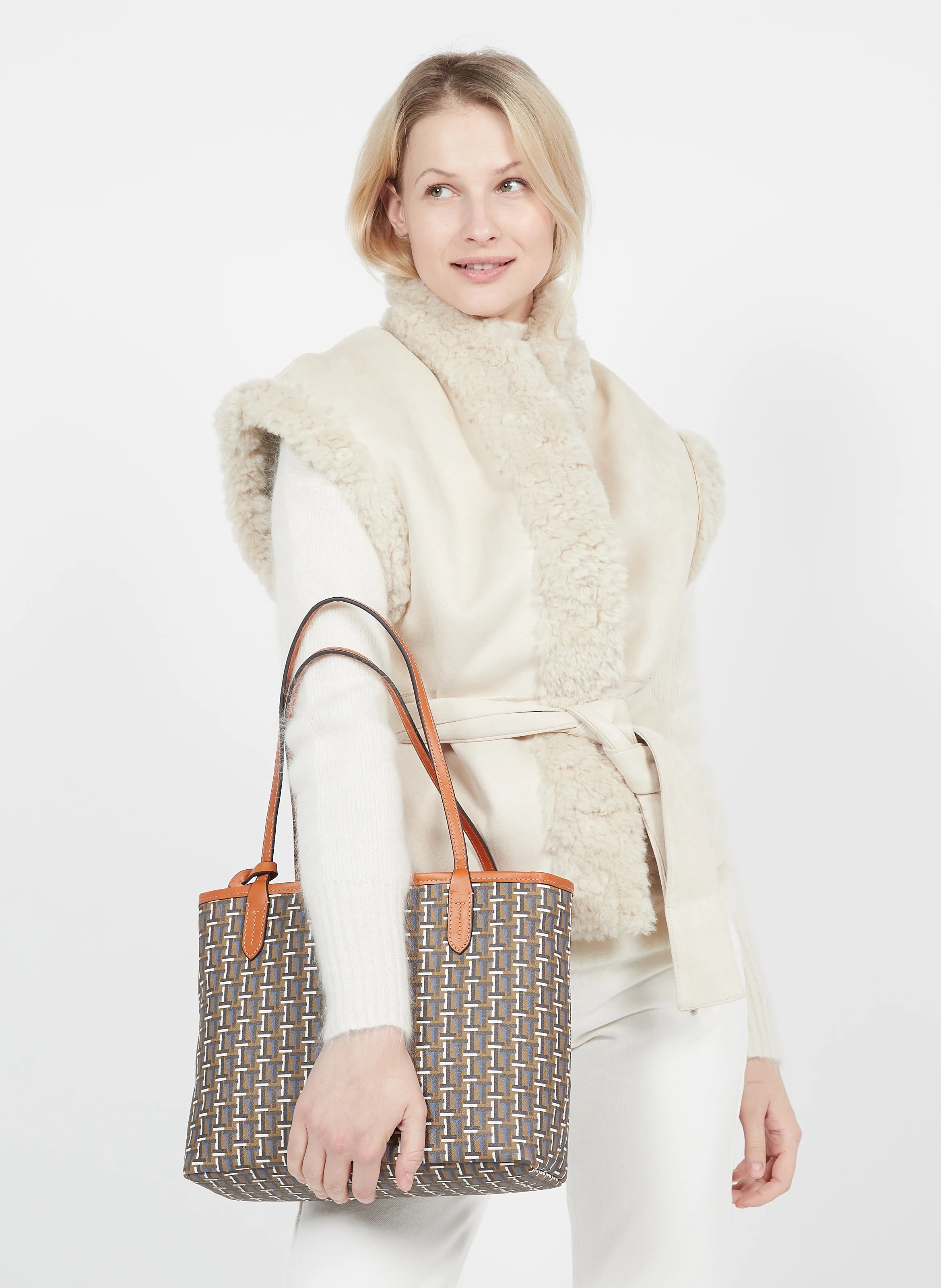 CAMILLE - Cabas imprimé en toile| Marron