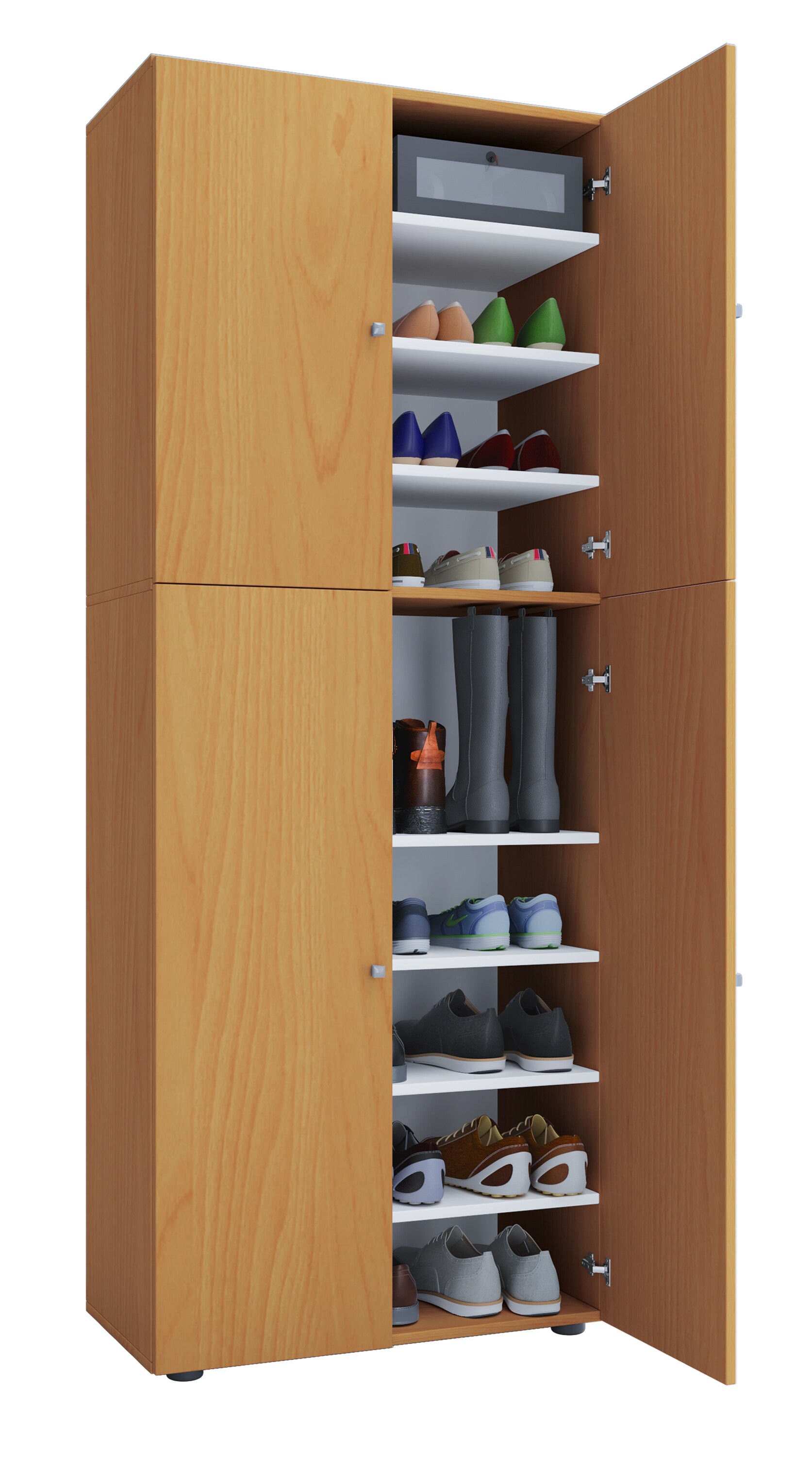 VCM XXL Holz Großer Schuhschrank Schuhkommode Schuhregal Stiefel Groß Lona 9 Fächer