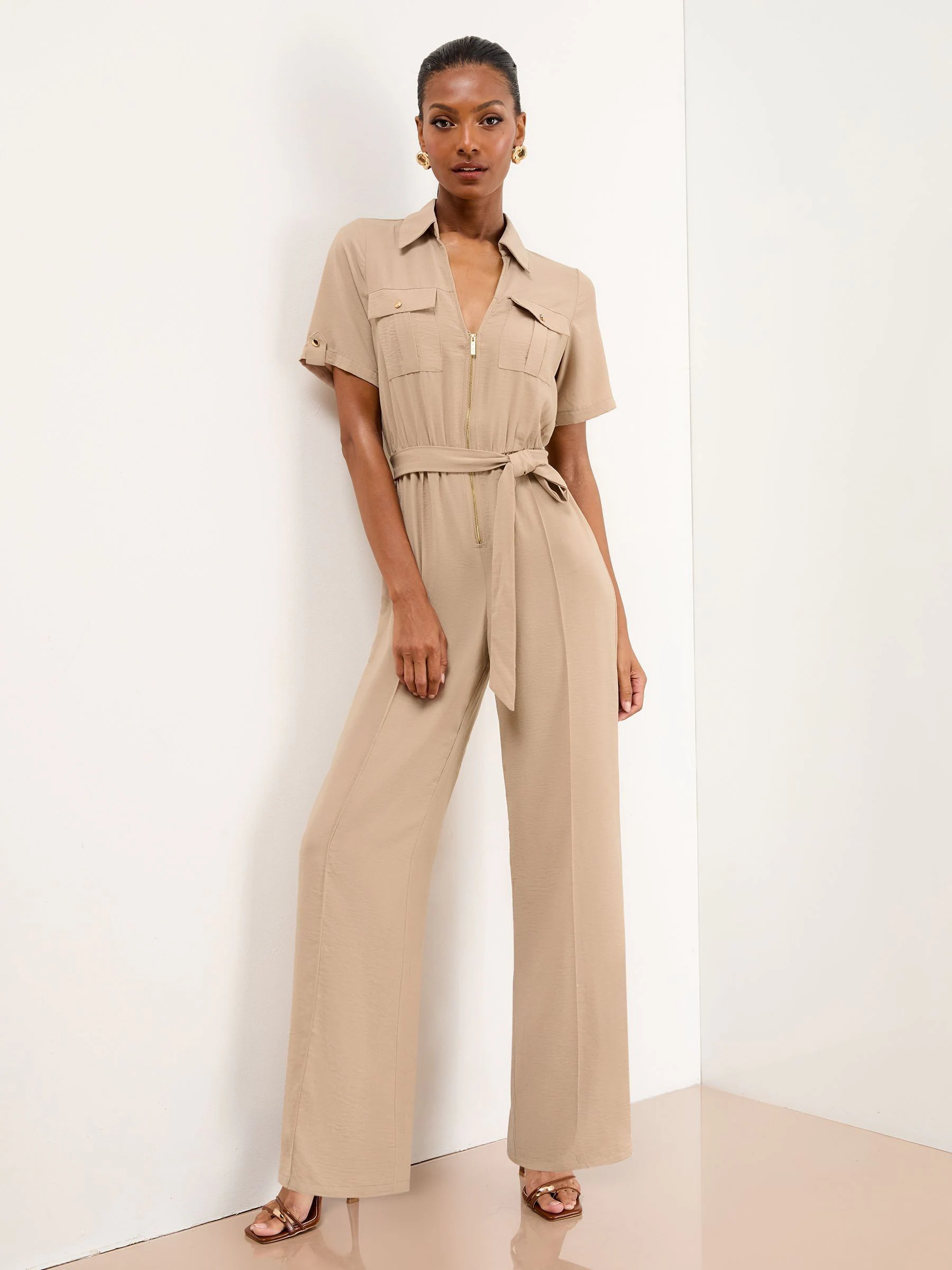 Neutraal - Lipsy Utility-jumpsuit met korte mouwen