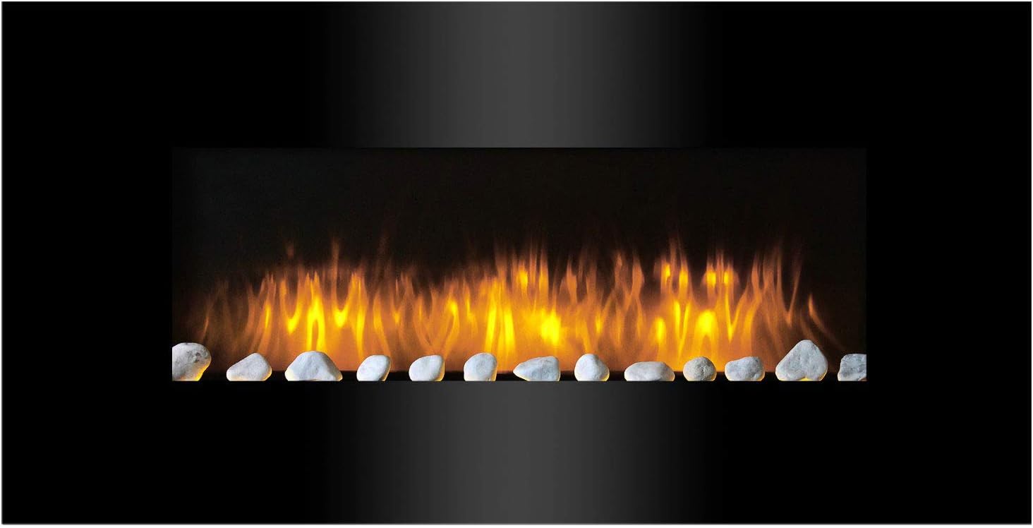 Vancouver Elektrokamin mit Heizung - Elektroheizung 105,5 x 48 x 12 cm - Elektroherd mit LED-Flammen - mit Heizung, Fernbedienung und Timer - 2000 W - Wandmontage - Schwarz