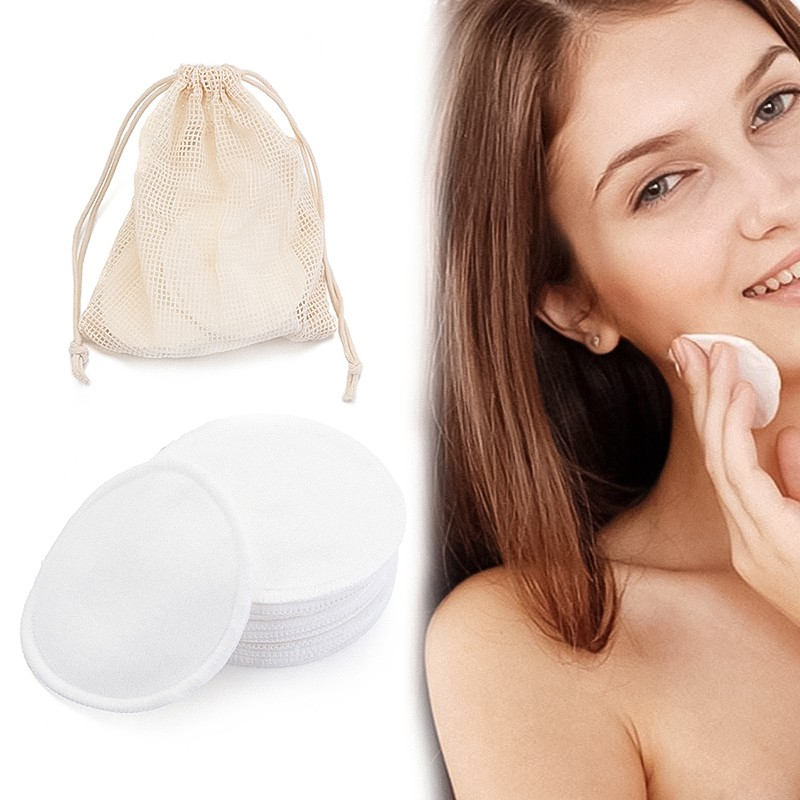 (12er Set) Wiederverwendbare Umweltfreundliche Wattepads Waschbare Abschmink Pads aus Bambus